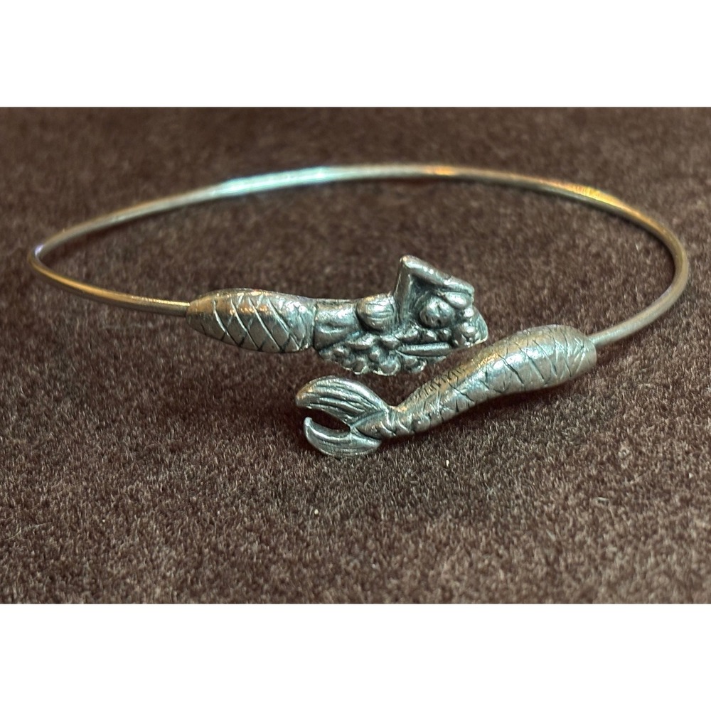 Alex and Ani Vintage Sixty-Six Mermaid Wrap Bangle Bracelet Silver Tone